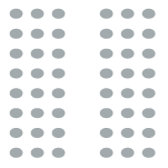 Icon depicting room set up with two sections of rows of chairs with a center aisle.