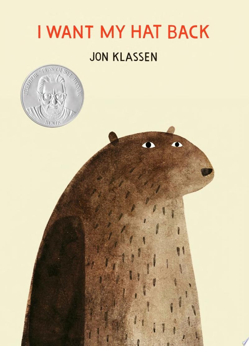 A large bear stands in the center of the page. Above him is the title "I Want My Hat Back" in red.
