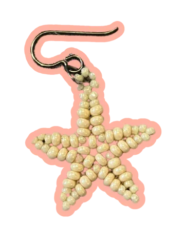 Star earring made from seed beads.