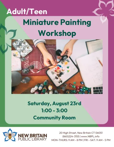 Flyer for workshop featuring painting miniature figurines
