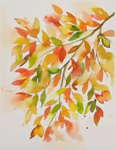watercolor painting of fall leaves