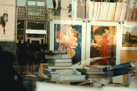 Books on a table