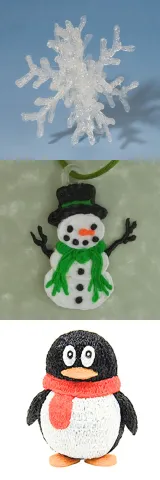 Three examples of winter 3D pen art.