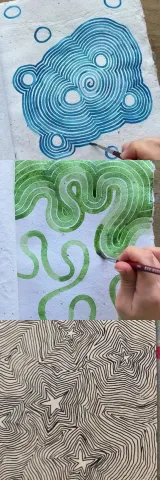 Three examples of zentangle painting.