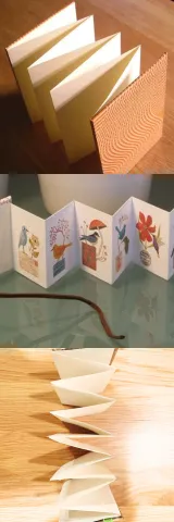 Three examples of accordion books.