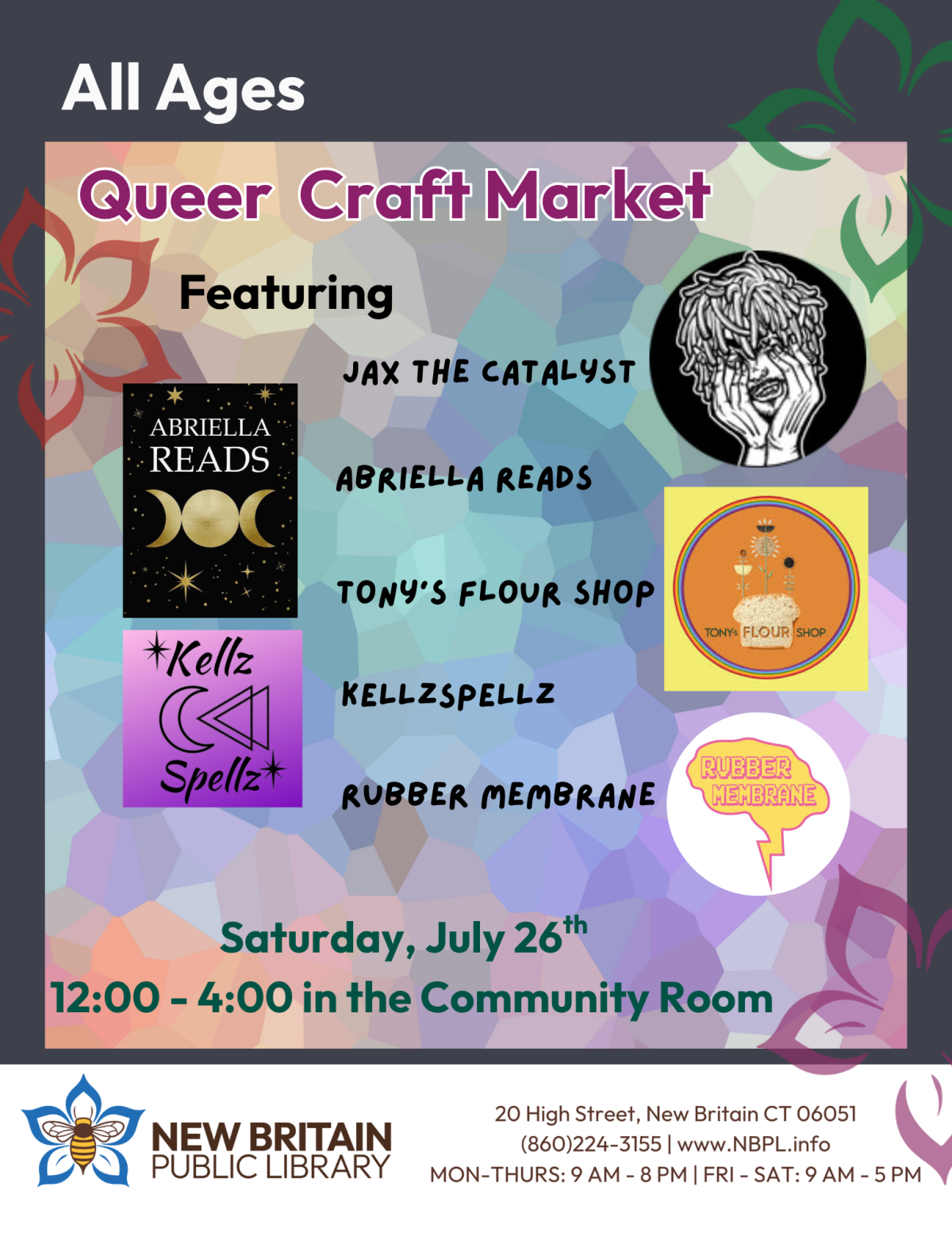 Poster for event featuring names and logos of local artists