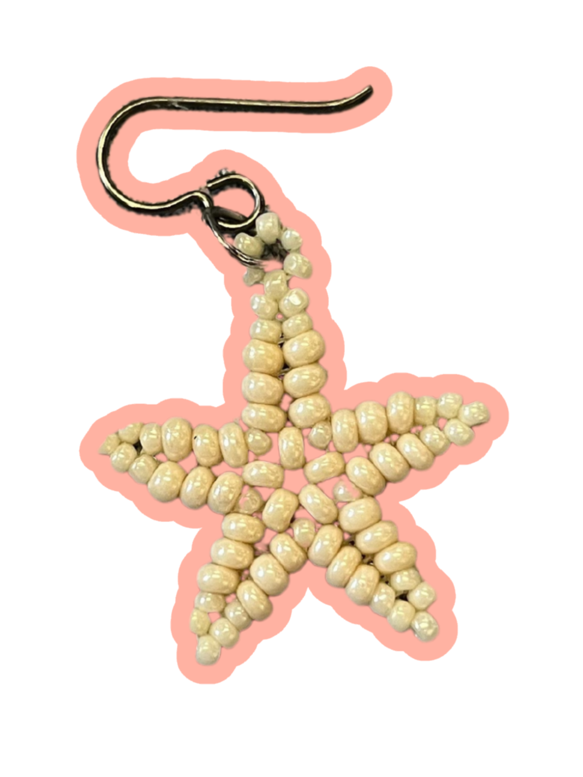 Star earring made from seed beads.