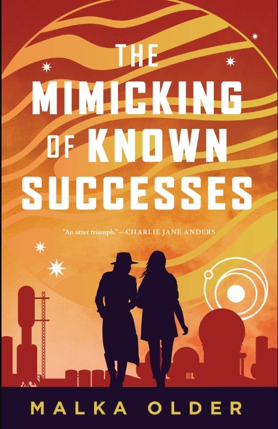 Book cover of 2 silhouettes walking towards a skyline.