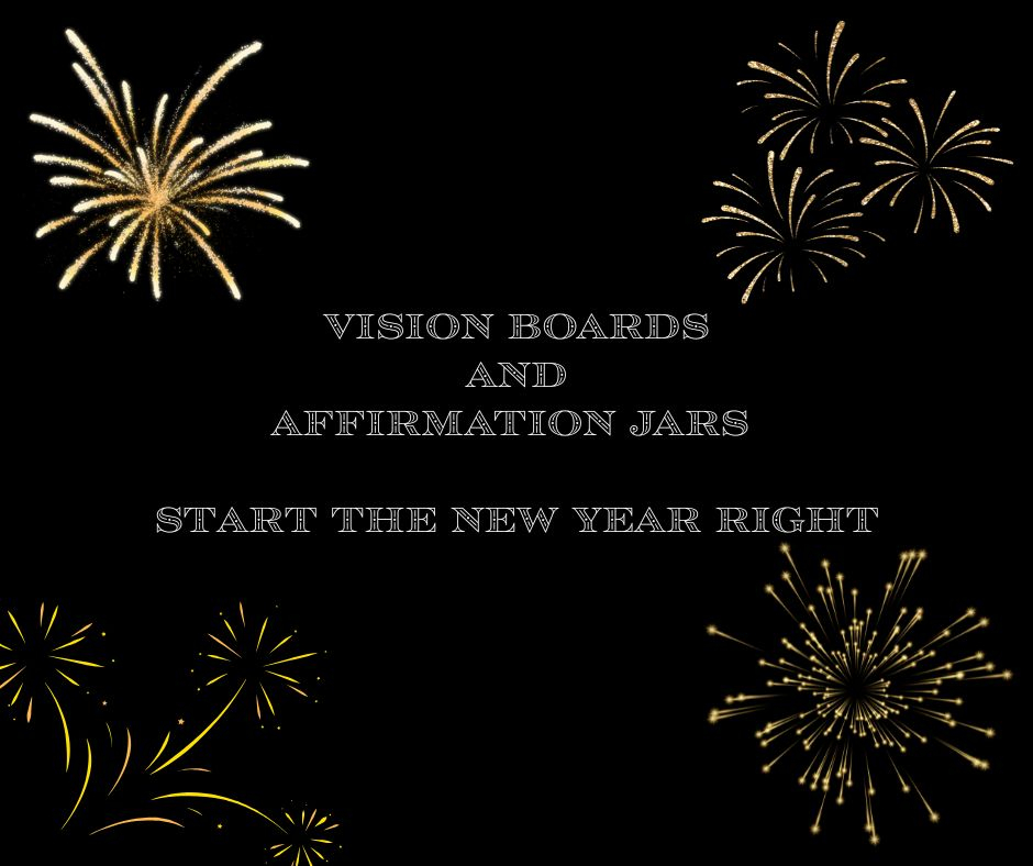 Night sky with fireworks with title of crafting program.