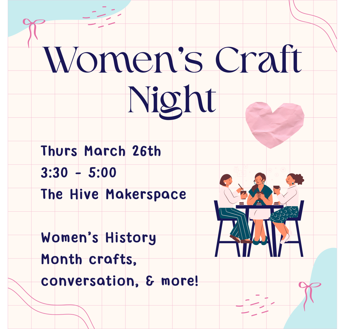Women's craft night flyer