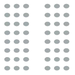 Icon depicting room set up with two sections of rows of chairs with a center aisle.