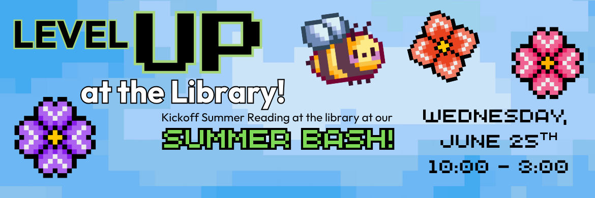 summer bash advertisement with bee and flowers